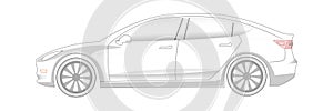 Electric Car transparent silhouette. Ready to colorize