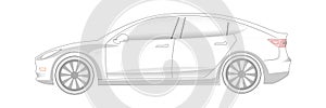 Electric Car transparent silhouette. Ready to colorize photo