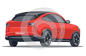 Electric car. Vector red electromobile on a white background