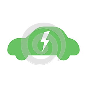 Electric car vector symbol with lightning bold