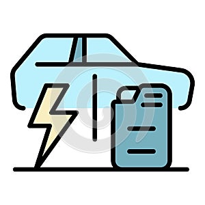 Electric car versus fuel car icon color outline vector