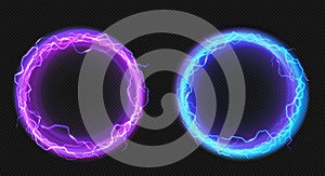 Electric circles with lightning discharge and glow
