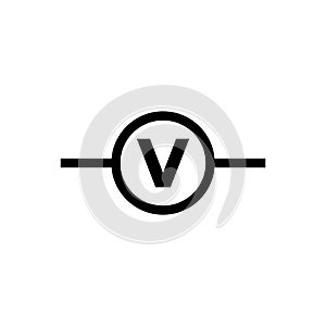 Electric Circuit Voltmeter Flat Vector Icon