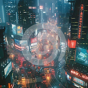 Electric City at Night: A Vivid Cyber Metropolis