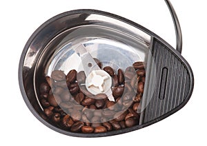 Electric coffee-mill machine with roasted coffee beans