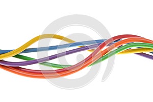 The electric colored wires used in electrical and computer network