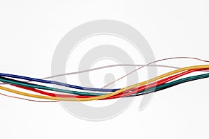 Electric computer installation cable and wire isolated on white