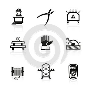 Electric construction icon set