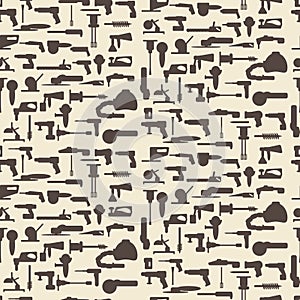 Electric construction tools icon silhouette set