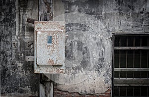 Electric control box on the wall