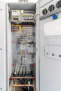 Electric control panel enclosure for power and distribution electricity.