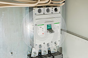 Electric control panel with toggle switch off. Electrical voltage