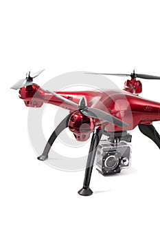 Electric copter with video camera on a white background.