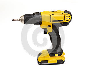 Electric cordless screwdriver drill isolated