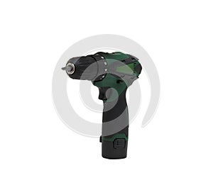 electric cordless screwdriver drill isolated on white background, professional home repair tool, hand power tool