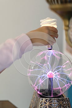 Electric discharge in a glass bowl photo