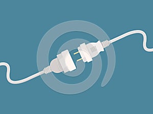 Electric disconnect plug. Unplug power connection cord error concept picture vector