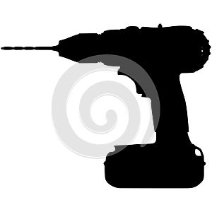 Electric drill with battery. Vector illustration