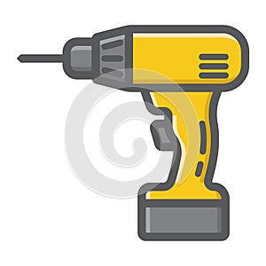 Electric Drill filled outline icon, build repair