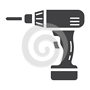 Electric Drill glyph icon, build and repair