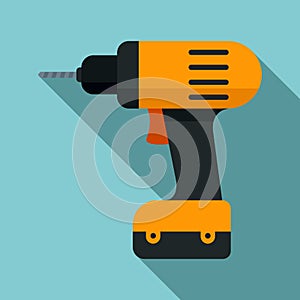 Electric drill icon, flat style