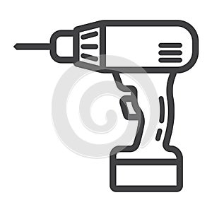 Electric Drill line icon, build and repair,