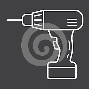 Electric Drill line icon, build and repair