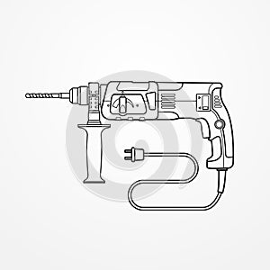 Electric drill rotary hammer outline  image