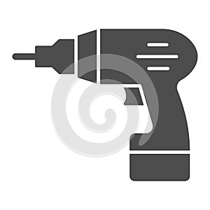 Electric drill solid icon, house repair concept, drill sign on white background, Electric hand drill icon in glyph style