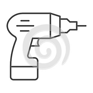 Electric drill thin line icon, house repair concept, drill sign on white background, Electric hand drill icon in outline