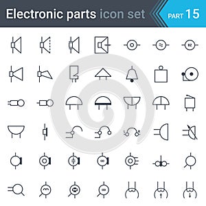 Electric and electronic circuit diagram symbols set of audio and video devices