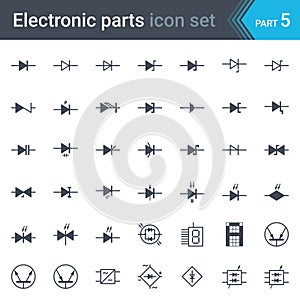 Electric and electronic circuit diagram symbols set of diodes and bridge rectifier