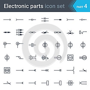 Electric and electronic circuit diagram symbols set of electrical connectors, sockets, plugs and jack