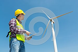 Electric Engineer use Digital Wireless Tablet Device with Wind t