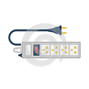 Electric extension cord. Power outlet plug