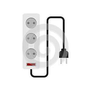 Electric extension cords icon flat isolated vector