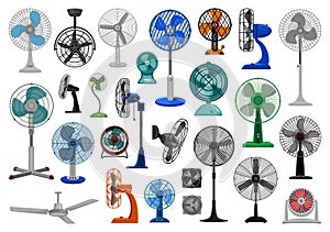 Electric fan cartoon vector set icon.Vector illustration icon air propeller on white background . Isolated cartoon set