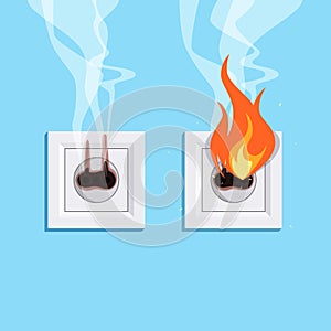 Electric fire concept in flat style, vector