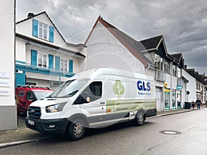 Electric Ford GLS Van Delivering Parcels in Kehl