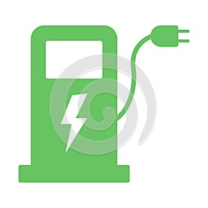 Electric fuel pump station icon. Charging point for hybrid vehicles cars sign symbol