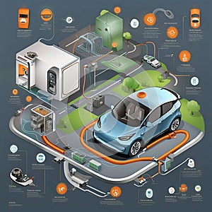 electric fuel vehicle illustration background