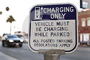 A electric fueling station`s instruction sign