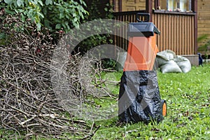 Electric garden shredder of branches and leaves