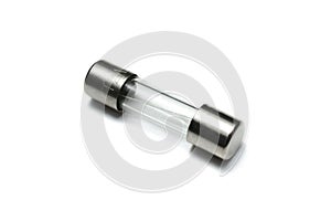 Electric glass fuse on white background