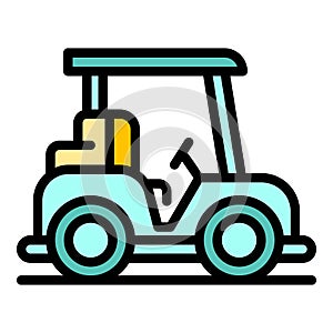 Electric golf cart icon color outline vector