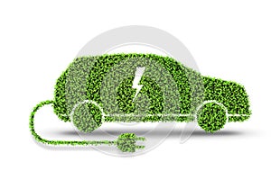 The electric green car isolated on the white background 3d rendering