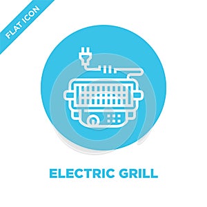 electric grill icon vector from bbq and grill collection. Thin line electric grill outline icon vector  illustration. Linear