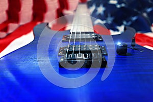 Electric Guitar American Flag Rock And Roll Conceptual Photograph