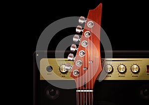 Electric guitar strut with amplifier