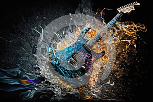 electric guitar being played in fast and energetic solo, with wailing melody and shredding solos